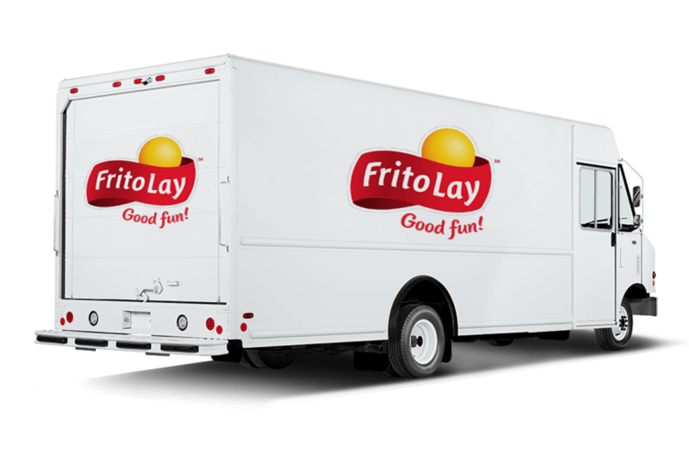 FritoLay parcel truck with logo for food delivery service